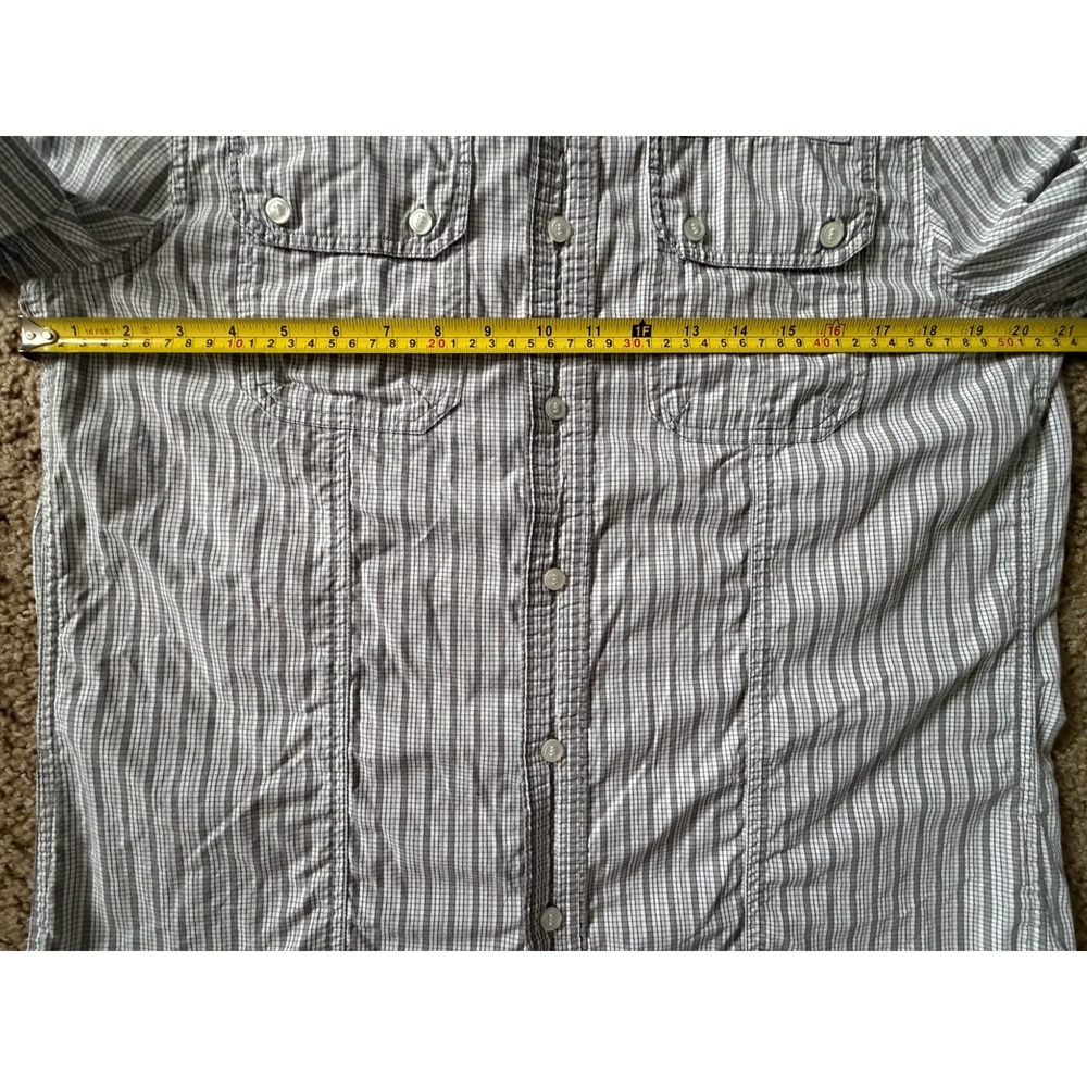 Armani Exchange Short Sleeve Button Up Shirt White Gray Check Pocket Medium JBHS - Picture 7 of 10